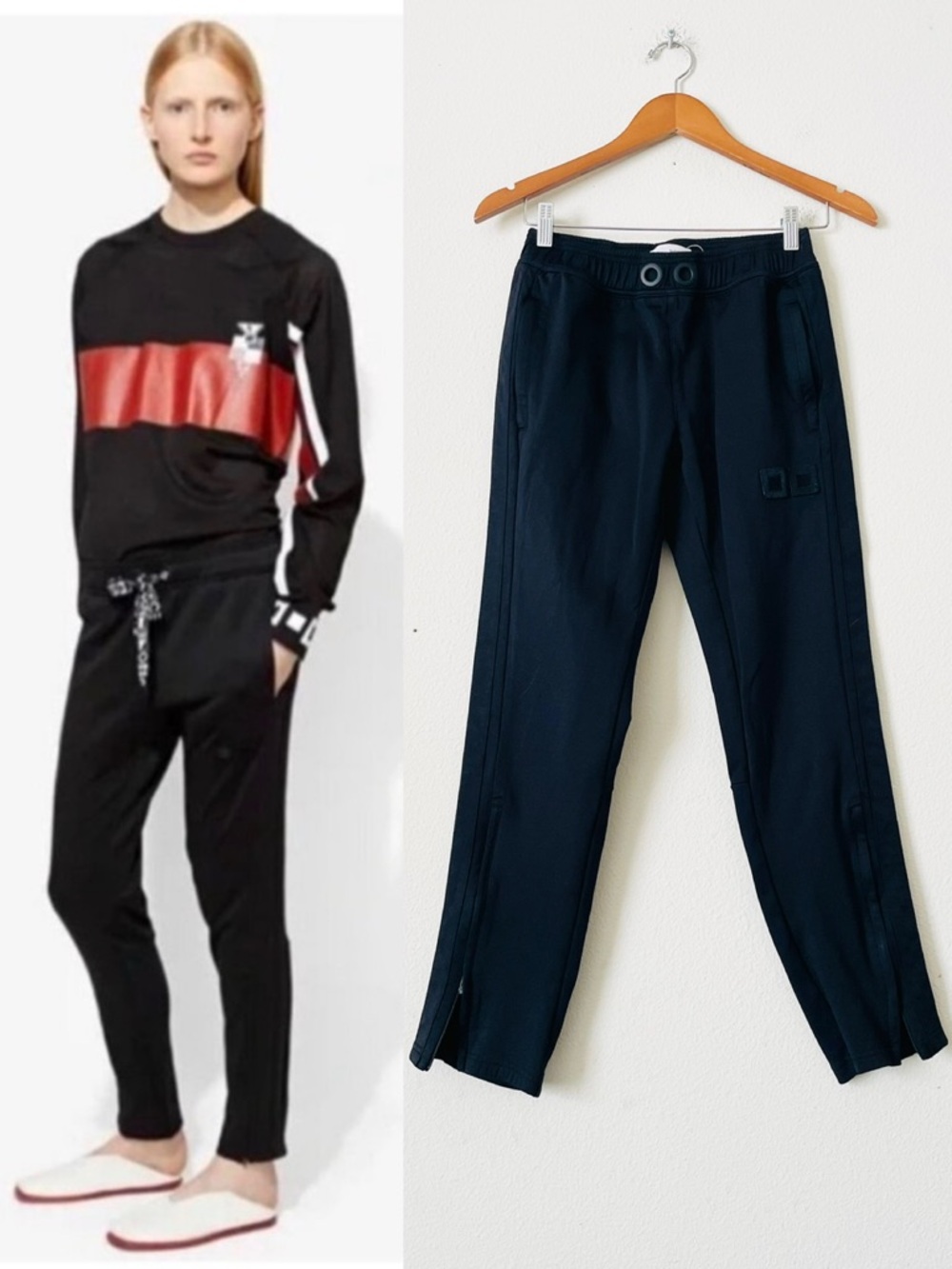 Proenza Schouler Men’s XS black tapered leg zip pocket track pants